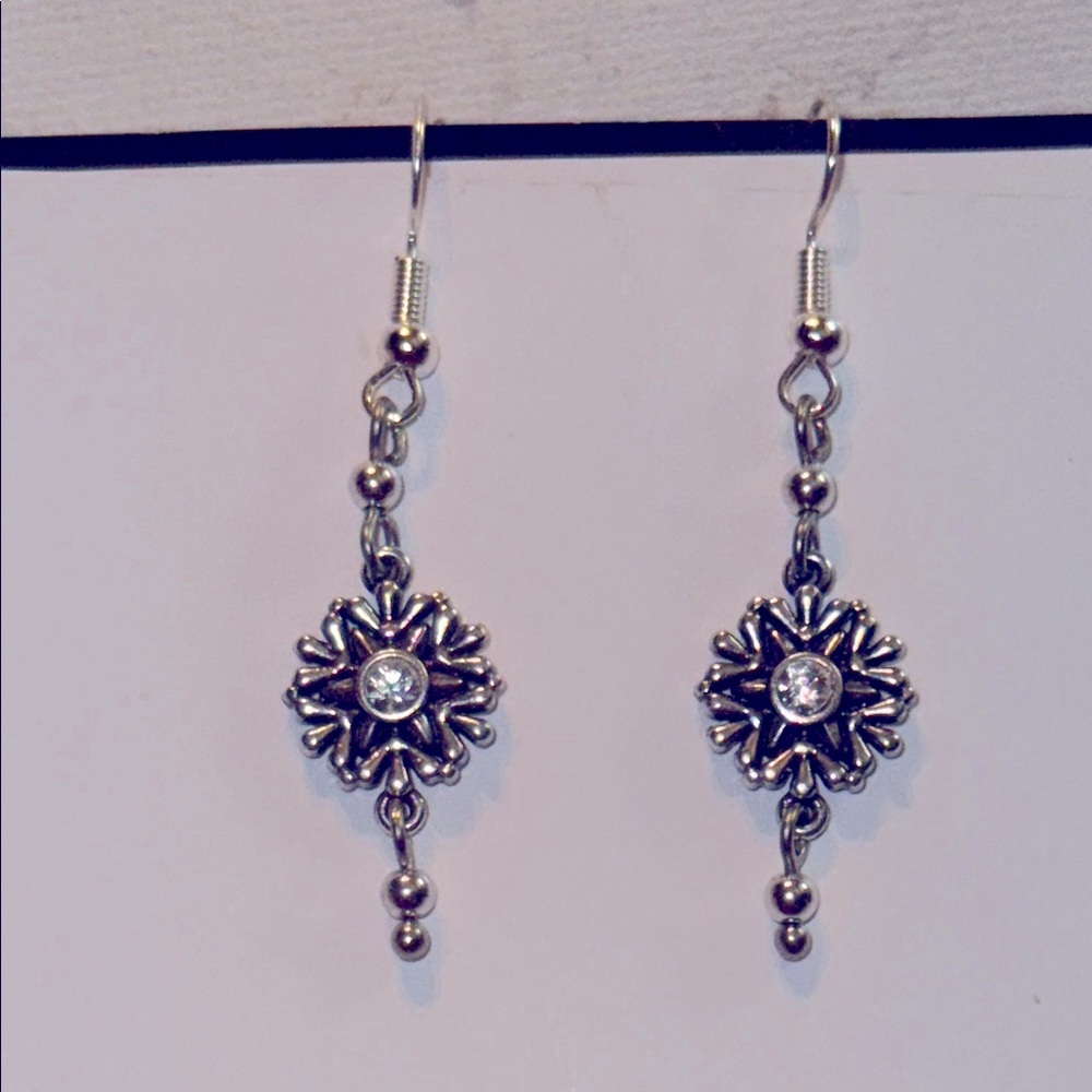 BRIGHTON Elegant Silver Floral Drop Earrings